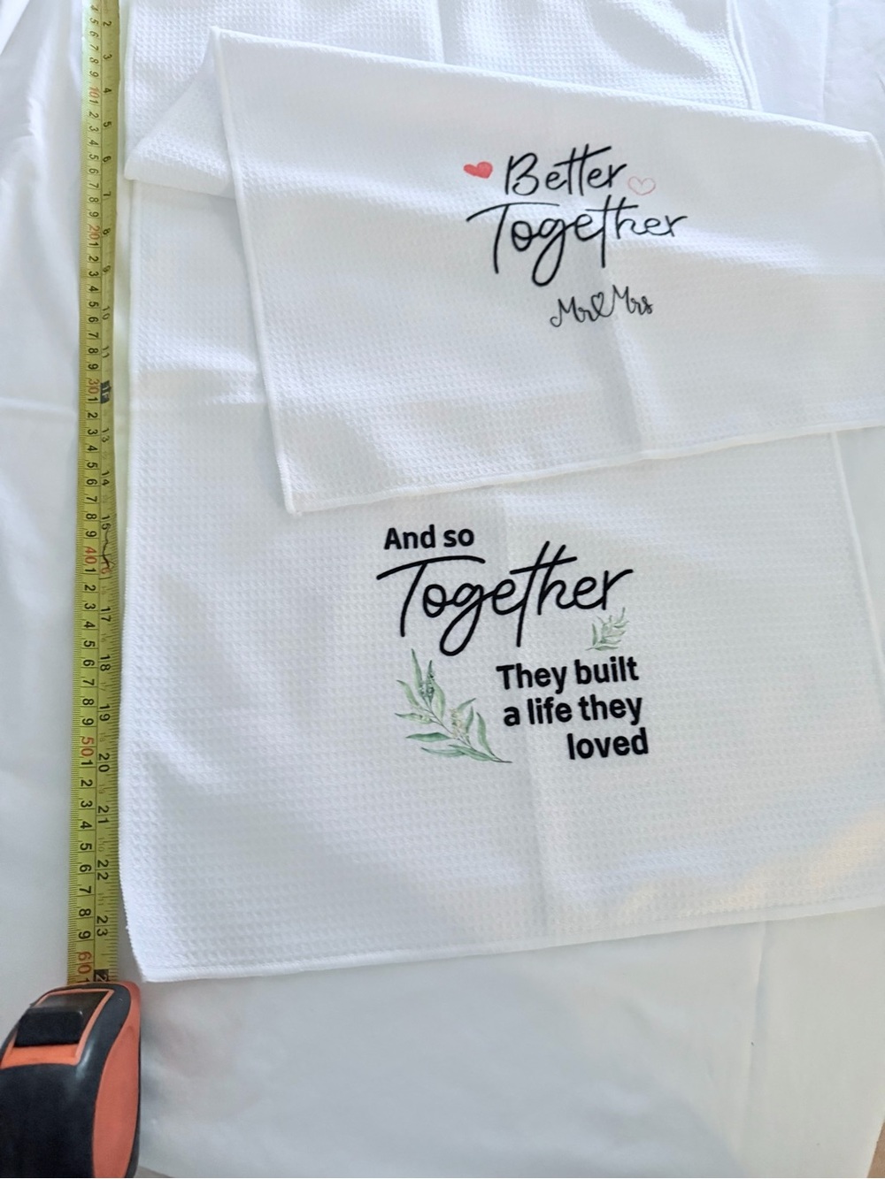 Wedding Gift Set Embroidered 'Better Together' Wedding Kitchen Towels - White